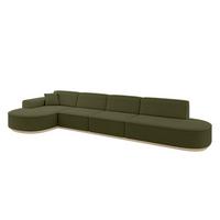 ECKSOFA Ottomane Links MARI-L3-v1 - 413x171x83 cm Grün Bouclé - Grün, Holzwerkstoff/Textil (413/171cm) - ALTDECOR