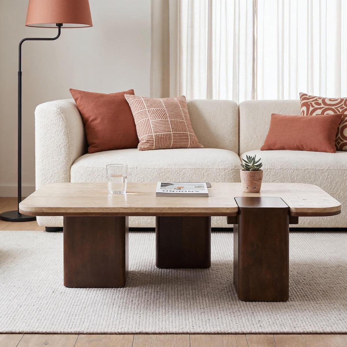 COUCHTISCH SURAT braun/beige - Beige/Braun, Holz/Naturmaterialen (60/100/27cm) - IDIMEX