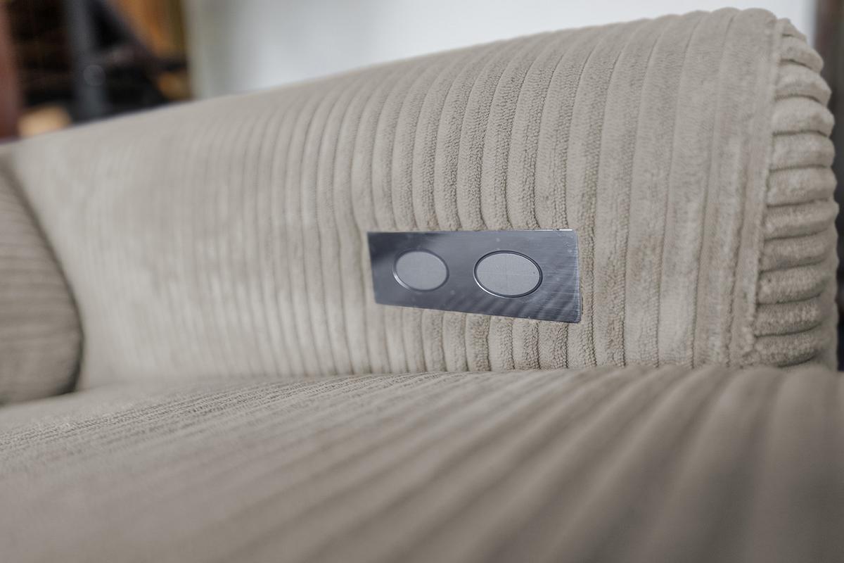 ECKSOFA LAISKA Steingrau Cord Relaxfunktion - Schwarz/Grau, Textil/Metall (282/177cm) - KAWOLA