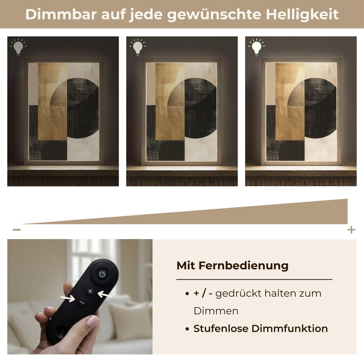 WANDLEUCHTE MIT AKKU Abstrakt - Modern - Schwarz - Gold 30x40 cm - Sandfarben, Holzwerkstoff (30/40/8cm) - OnlyWow