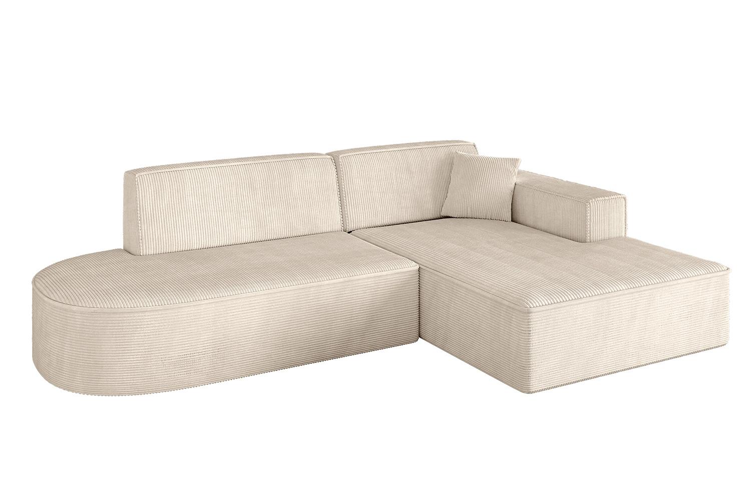 ECKSOFA Ottomane Rechts IREA-L1-v4 - 232x165x77 cm Beige - Champagner/Beige, Holzwerkstoff/Textil (232/165cm) - ALTDECOR