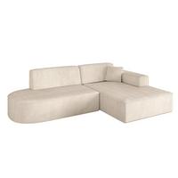 ECKSOFA Ottomane Rechts IREA-L1-v4 - 232x165x77 cm Beige - Champagner/Beige, Holzwerkstoff/Textil (232/165cm) - ALTDECOR