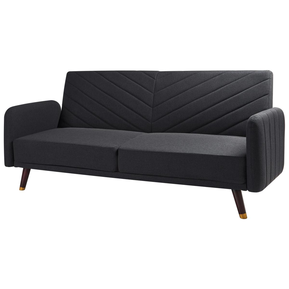 SCHLAFSOFA 3-Sitzer Kunstleinen Schwarz Senja - Schwarz, Textil (198/87/95cm) - Beliani