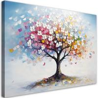 LEINWANDBILD Bunter Baum Abstrakt 100x70cm - Multicolor, Textil (100/70cm) - Feeby