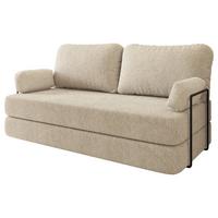 BETTSOFA NIKSI aus Schaumstoff Bucle-Stoff Creme Schlaffunktion - Creme, Textil (170/86/80cm) - MASSENO