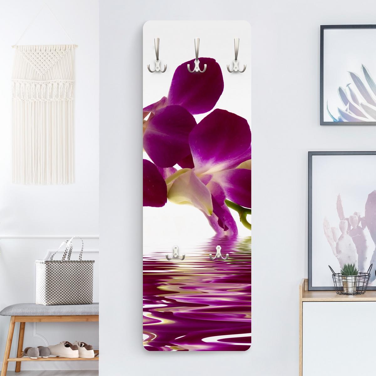 WANDGARDEROBE - Pink Orchid Waters 34/105 cm - Violett, Holzwerkstoff (34/105/1.6cm) - Bilderwelten