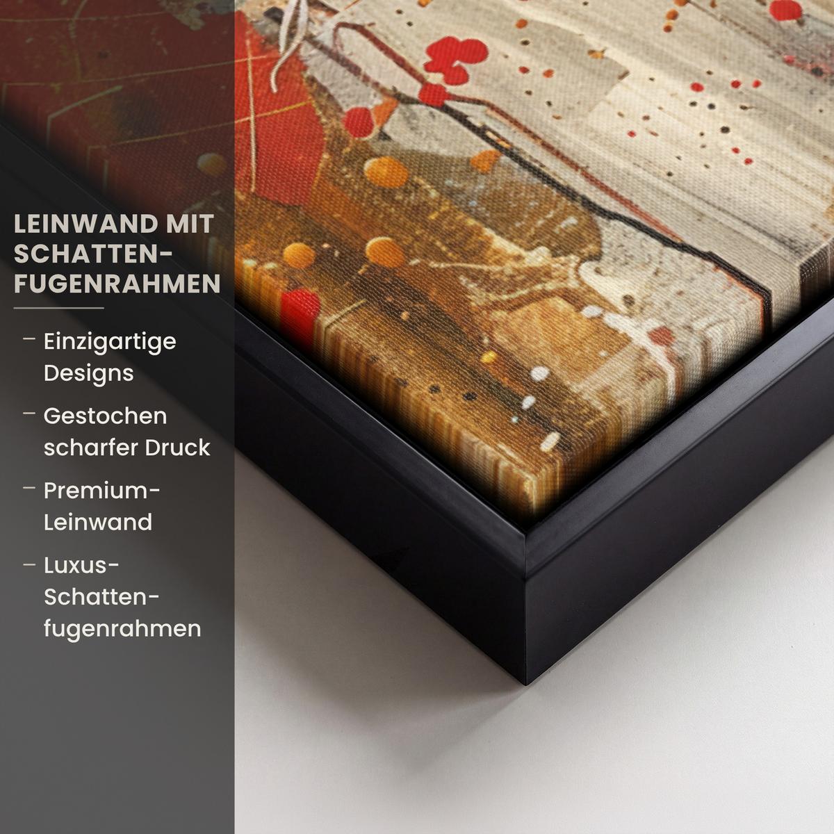 LEINWAND Bilder mit Rahmen - Abstrakt - Kunst - Gold - Modern - 100x70 - Multicolor, Textil (100/70cm) - MuchoWow