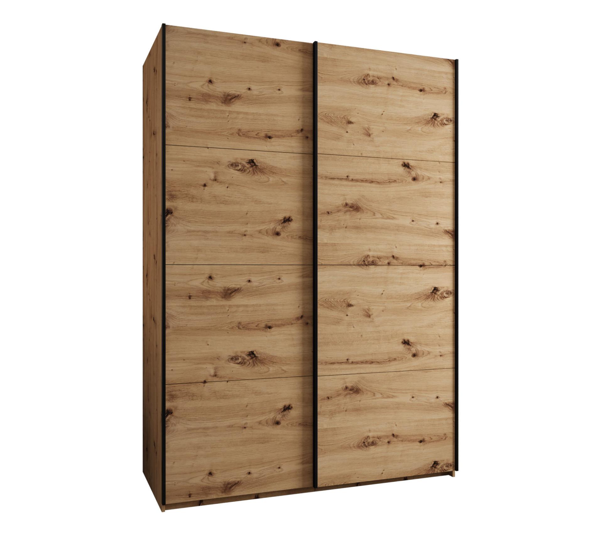 SCHWEBETÜRENSCHRANK 245,5/180/64 2-türig - Schwarz/Eiche Artisan, Holz/Metall (180/245/64cm) - Abiks Möbel
