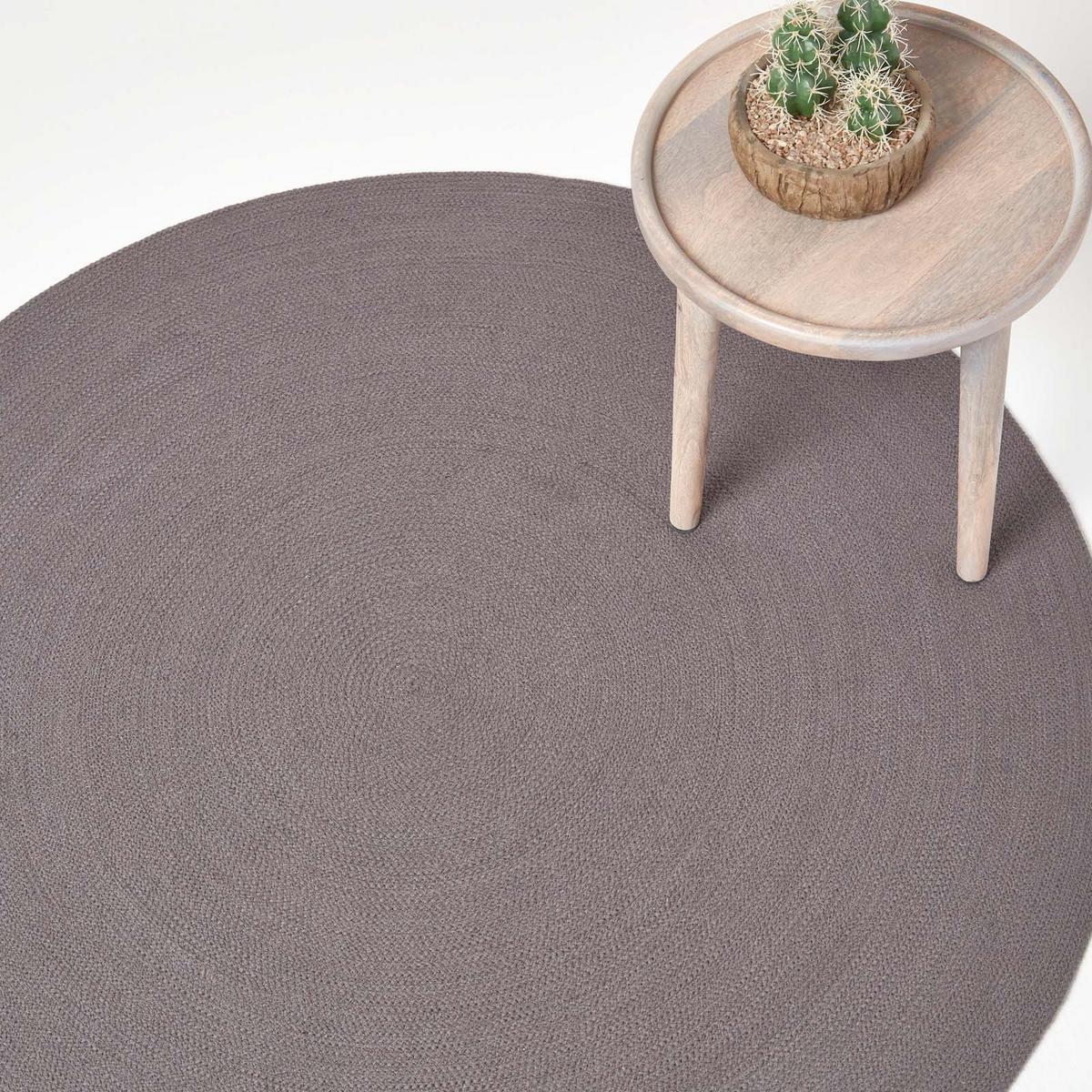 TEPPICH geflochten rund 120 cm - Grau, Textil (120/120cm) - Homescapes