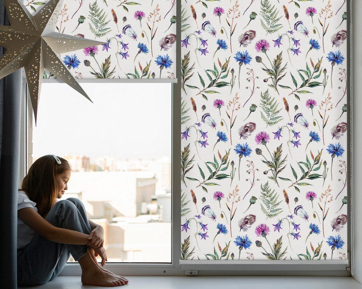 INNENROLLO - Fensterrollo - Rollo - 60x40 cm - Bunte Blumen - Grün, Kunststoff (60/140/0.5cm) - TULUP