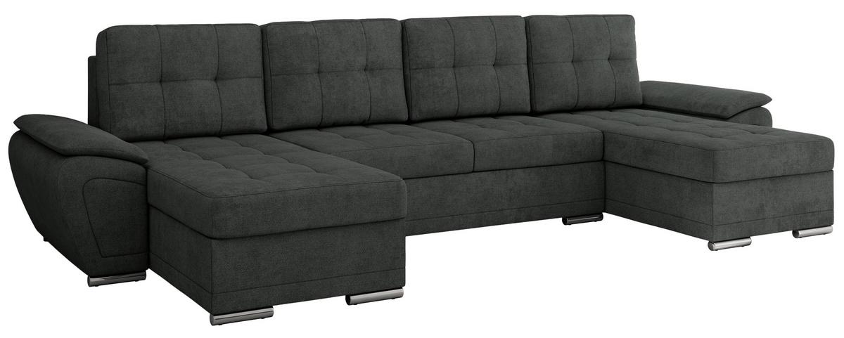 WOHNLANDSCHAFT UMBRIA U Dunkelgrau Stukture - Dunkelgrau/Grau, Textil/Metall (336/85/157cm) - MKS