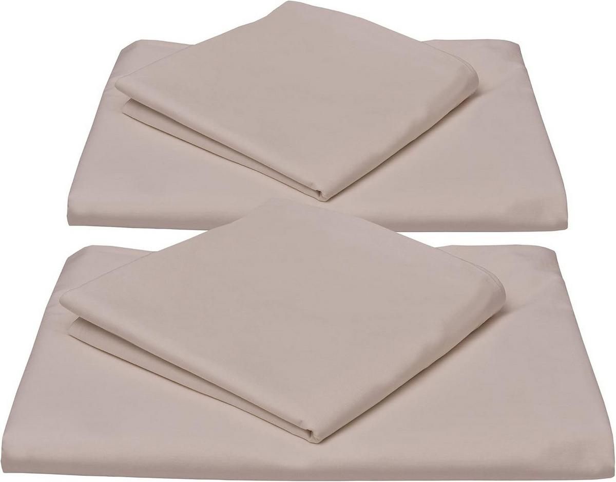 BETTWÄSCHE Julie 155x220cm Taupe Renforcé (4tlg) - Taupe, Textil (155/220cm) - Beautissu 