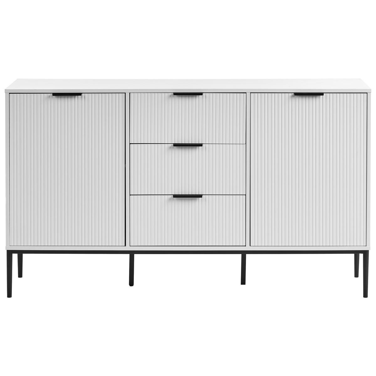 SIDEBOARD mit 2 Türen Weiß Leduc - Schwarz/Weiß, Holzwerkstoff/Metall (150/86/40cm) - Beliani