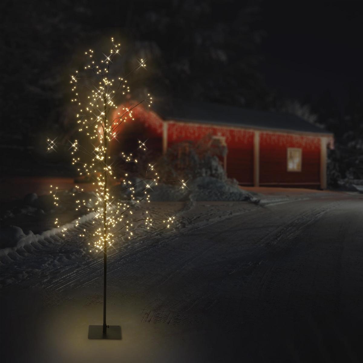 LED-BAUM 180 cm 480LED Warmweiß Timer Außen Flexibel Zweige - Schwarz, Kunststoff (180cm) - ECD-Germany