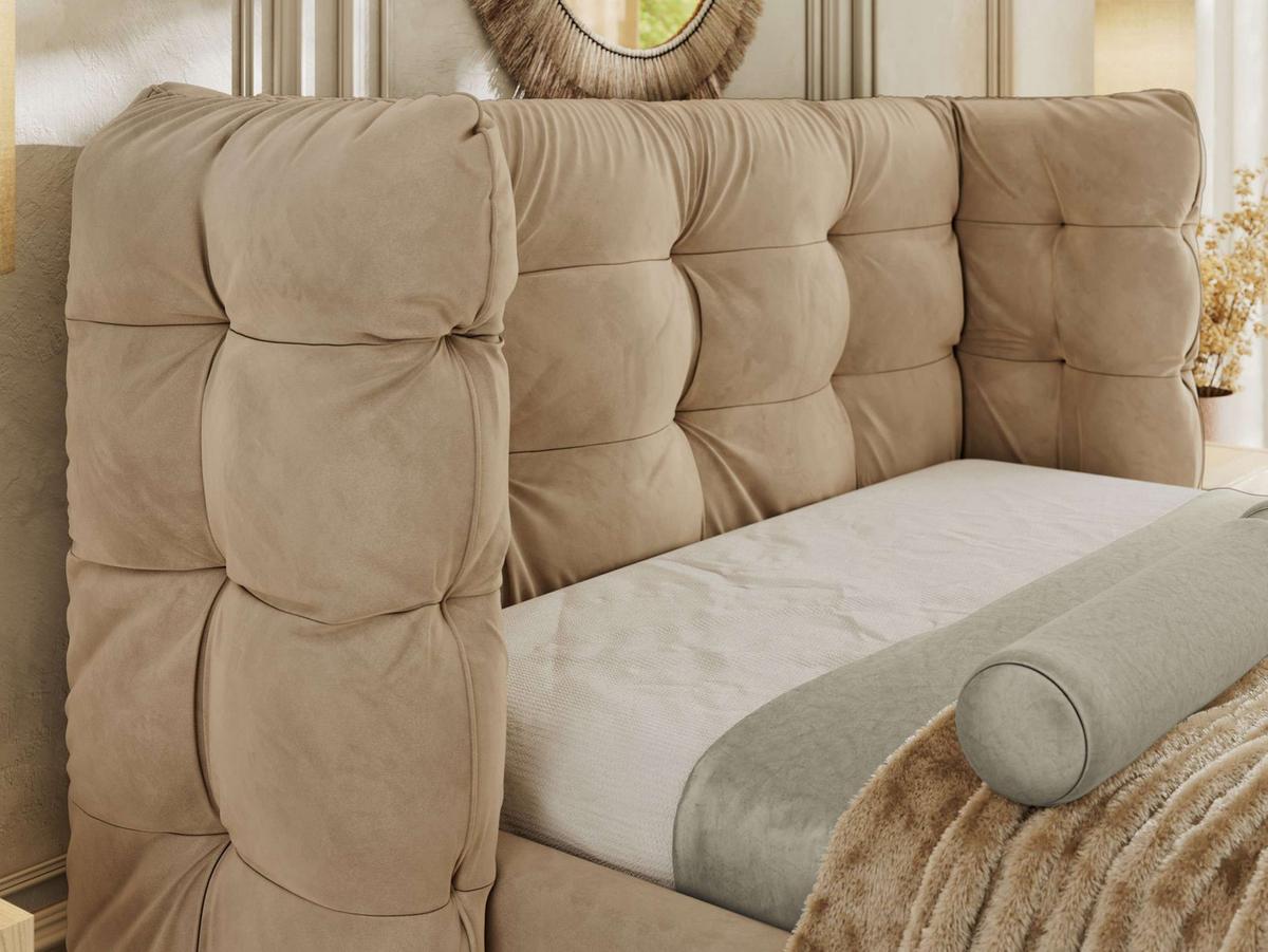 POLSTERBETT FLONELLE CLASSIC 140/200 - Hellbraun Velvet - Multipocket-Matratze - Hellbraun, Textil (140/200cm) - MKS