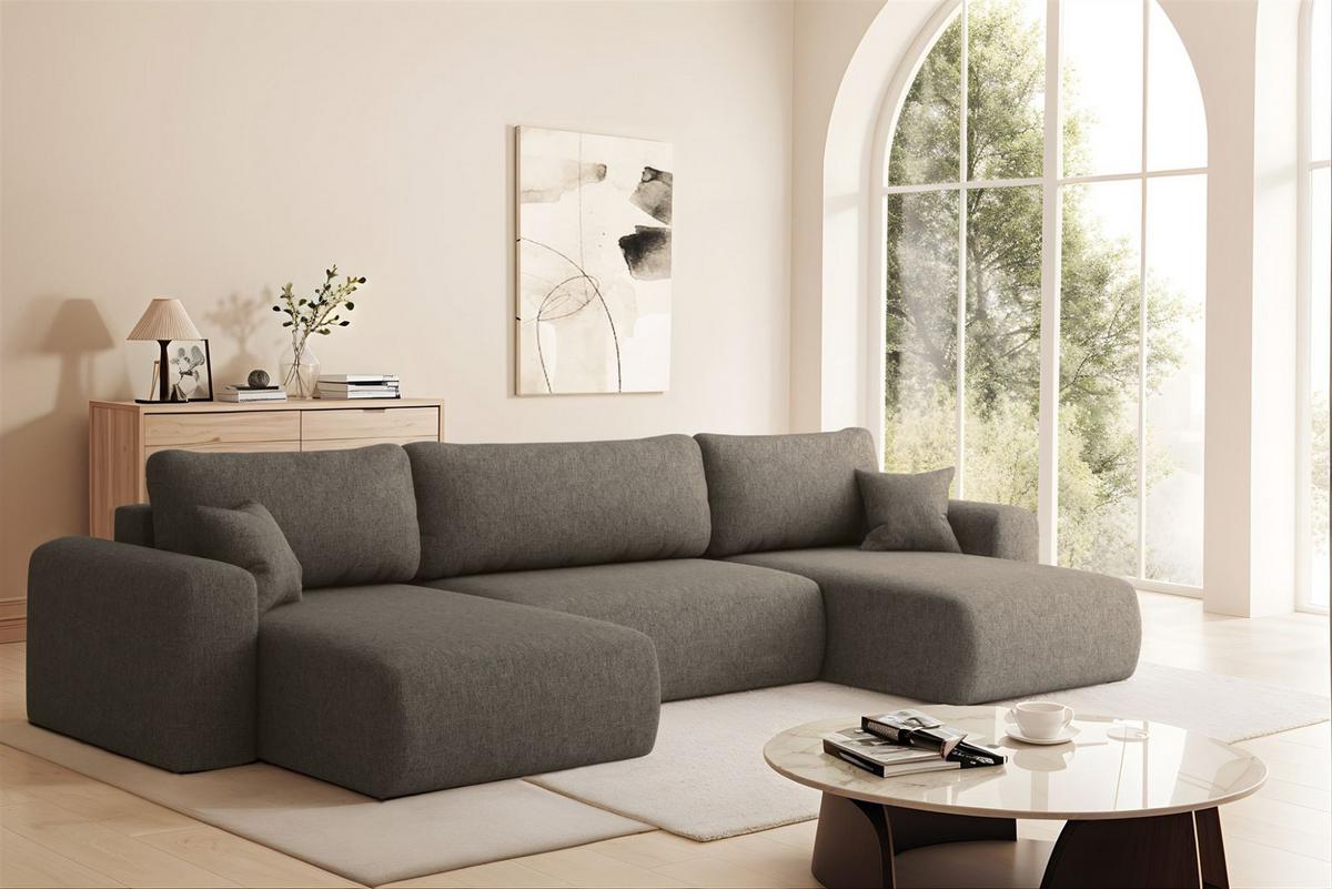 WOHNLANDSCHAFT Flora In Verita - Braun, Holzwerkstoff/Textil (362/83/145cm) - Fun Möbel