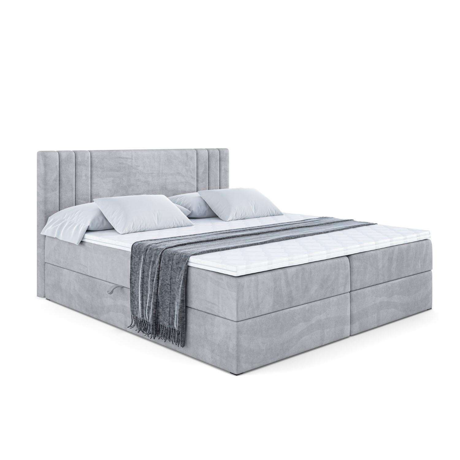 BOXBETT mit Matratze H3 und Lattenrost - IDRIKO - 120x200 cm Hellgrau - Hellgrau, Holzwerkstoff (120/200cm) - ALTDECOR