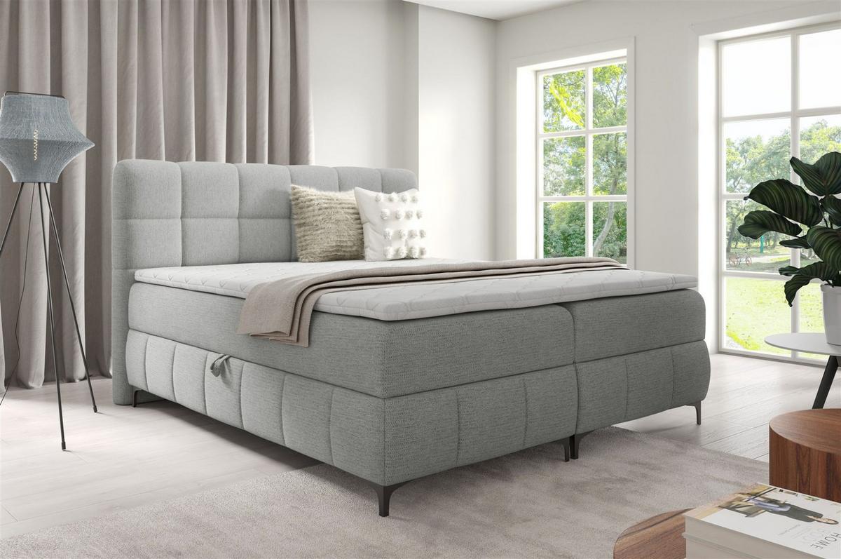 BOXBETT Sophie In Aragon - Hellgrau, Holzwerkstoff/Textil (100/200cm) - Fun Möbel