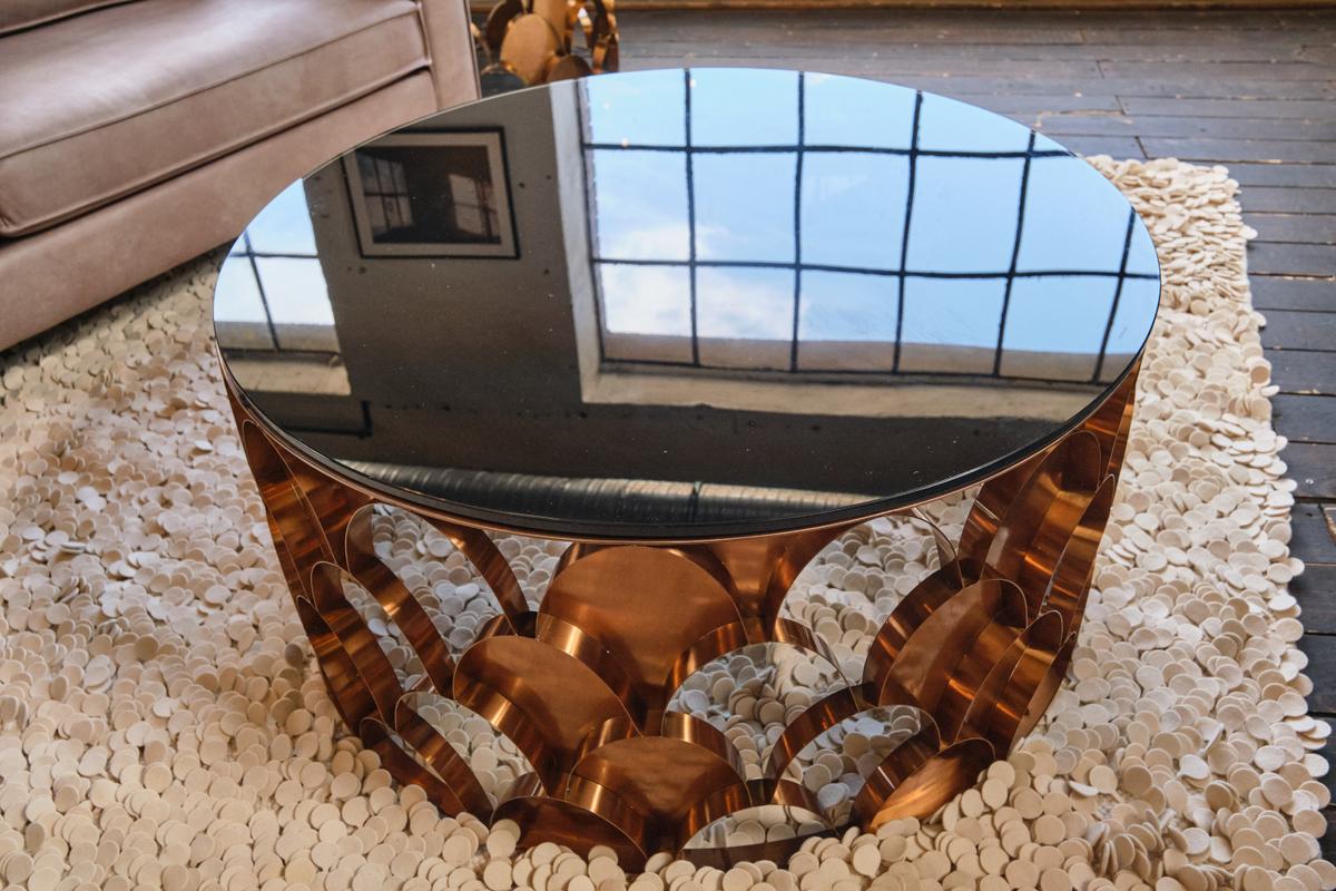 COUCHTISCH MEDINA Rosé Glas - Roségold/Rosa, Glas/Metall (100/100/45cm) - KAWOLA