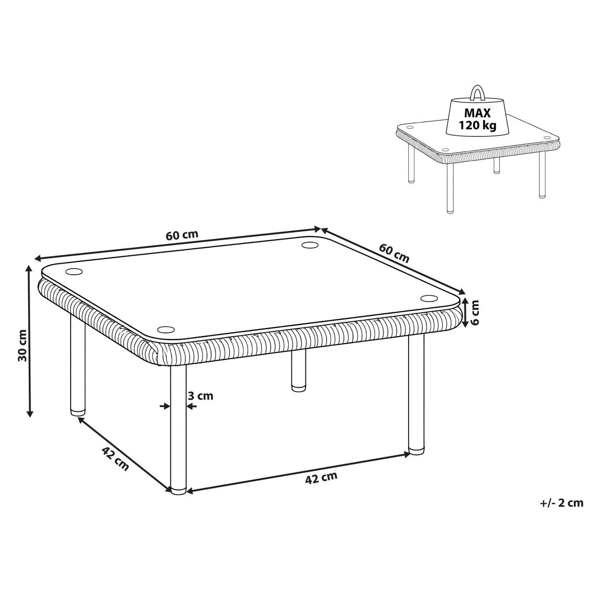 COUCHTISCH 60 cm 60 cm Hellbraun Baucina - Hellbraun/Weiß, Glas (60/60/30cm) - Beliani