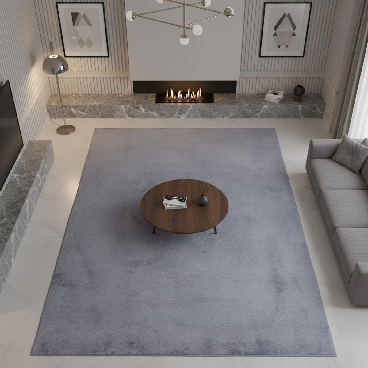 TEPPICH Kurzflor Waschbar NECKAR in Grau, einfarbig, 140 x 200 cm - Grau, Textil (200/140cm) - KADIMA DESIGN