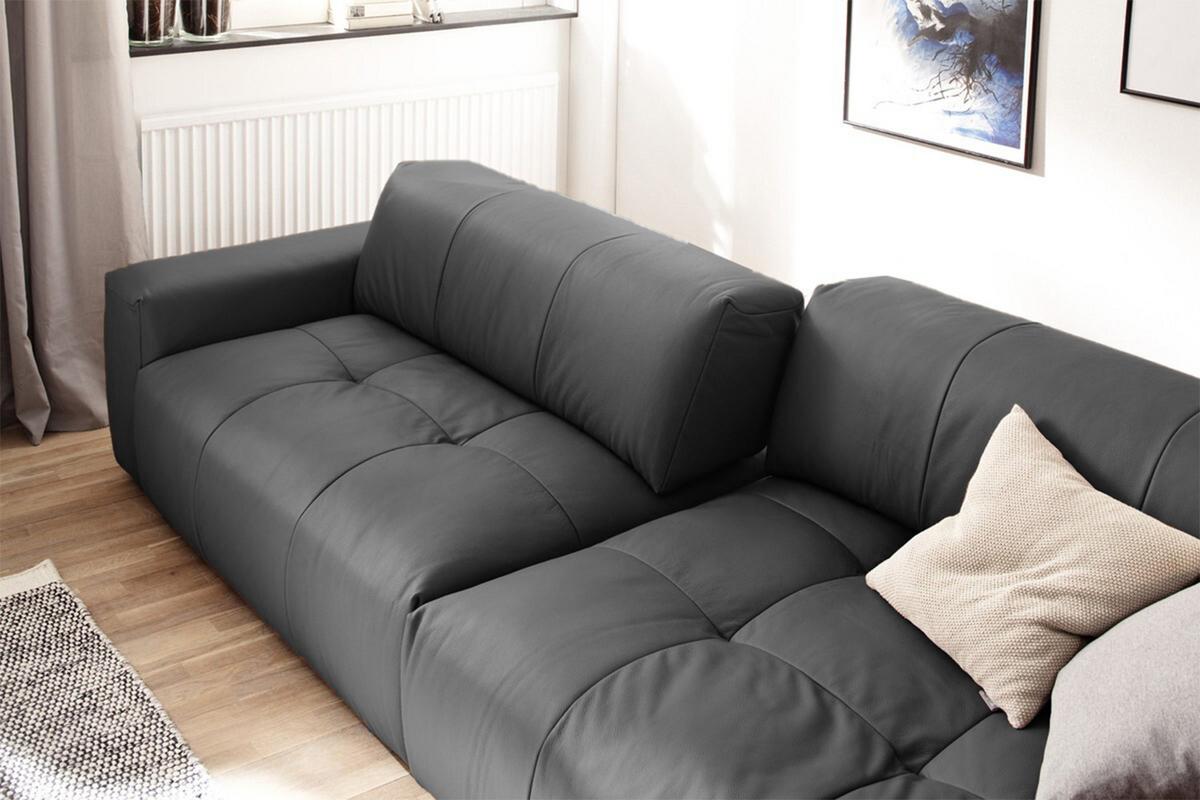 LEDERSOFA MIT SITZTIEFENVERSTELLUNG PALACE Schwarz Leder Relaxfunktion - Schwarz, Leder (298/74/120cm) - KAWOLA