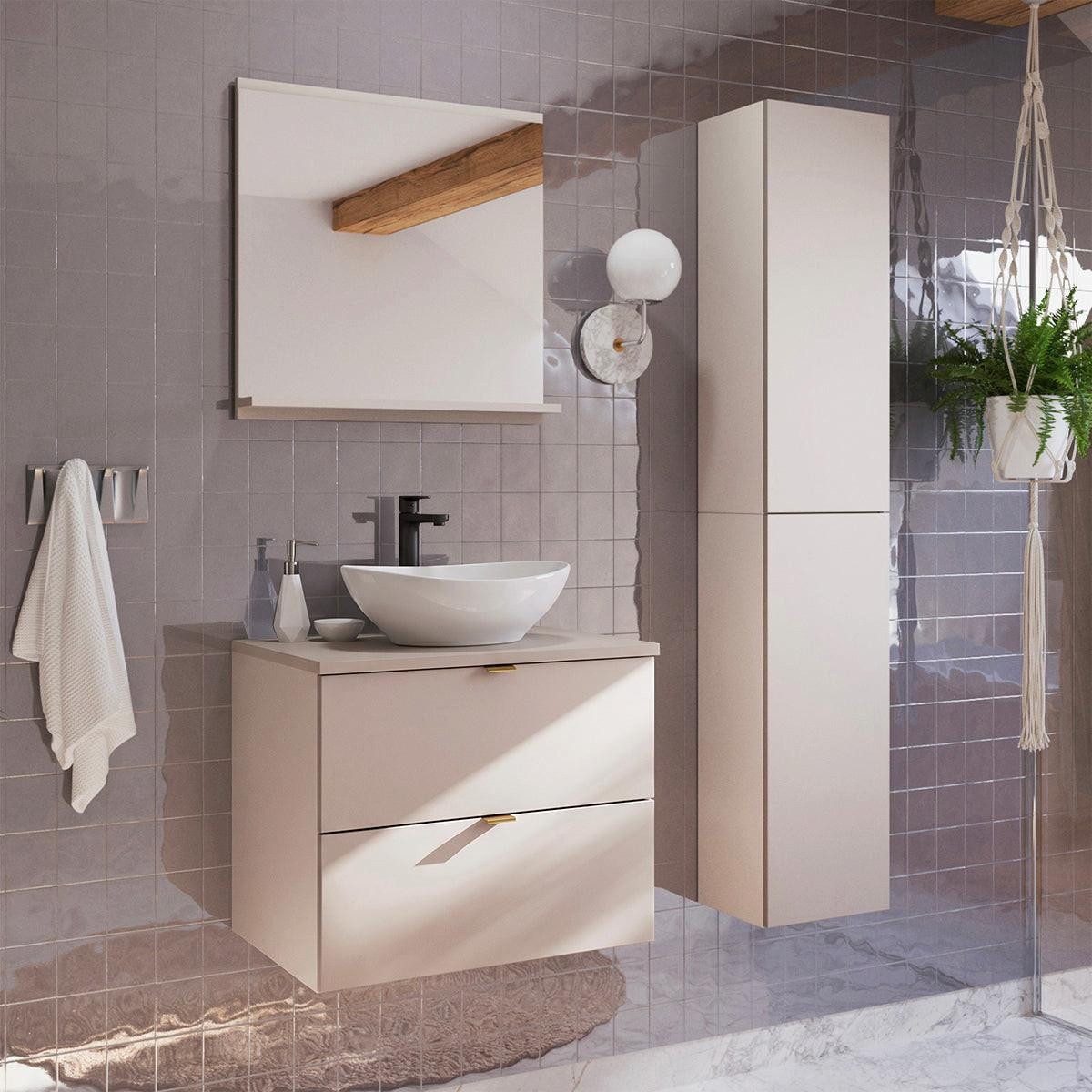 BADMÖBEL 60.6cm Azel 2er-Set Kaschmir - Beige, Holzwerkstoff (60.6/52/46cm) - Petits-meubles
