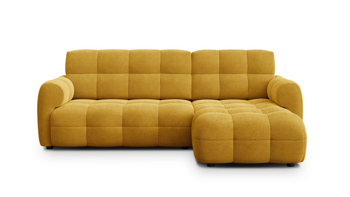 ECKSOFA MELLOW 3-Sitzer, safran - Gelb/Schwarz, Holz/Textil (232/156cm) - Wozimo