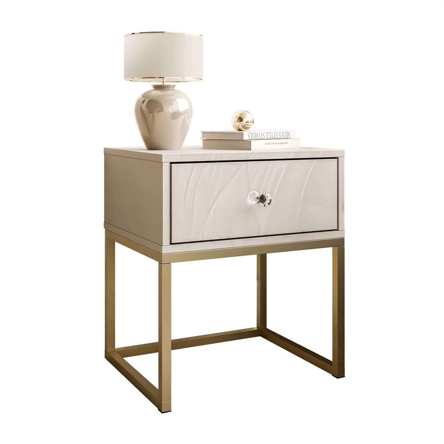 NACHTTISCH BLANCO KASZMIR auf Gestell kaschmir/gold - Goldfarben, Holzwerkstoff (45/52/37cm) - Lookway