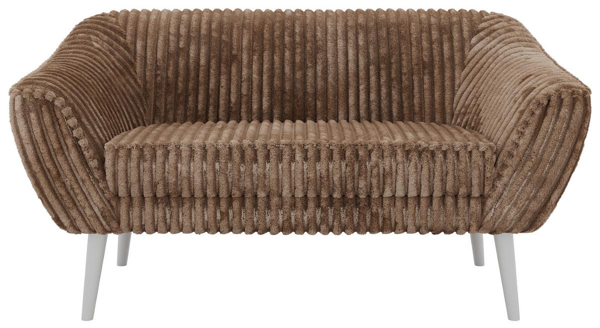 2-SITZER-SOFA PIRS - Braun Cord - Weiße Beine - Braun/Weiß, Holzwerkstoff/Textil (140/75/74cm) - MKS