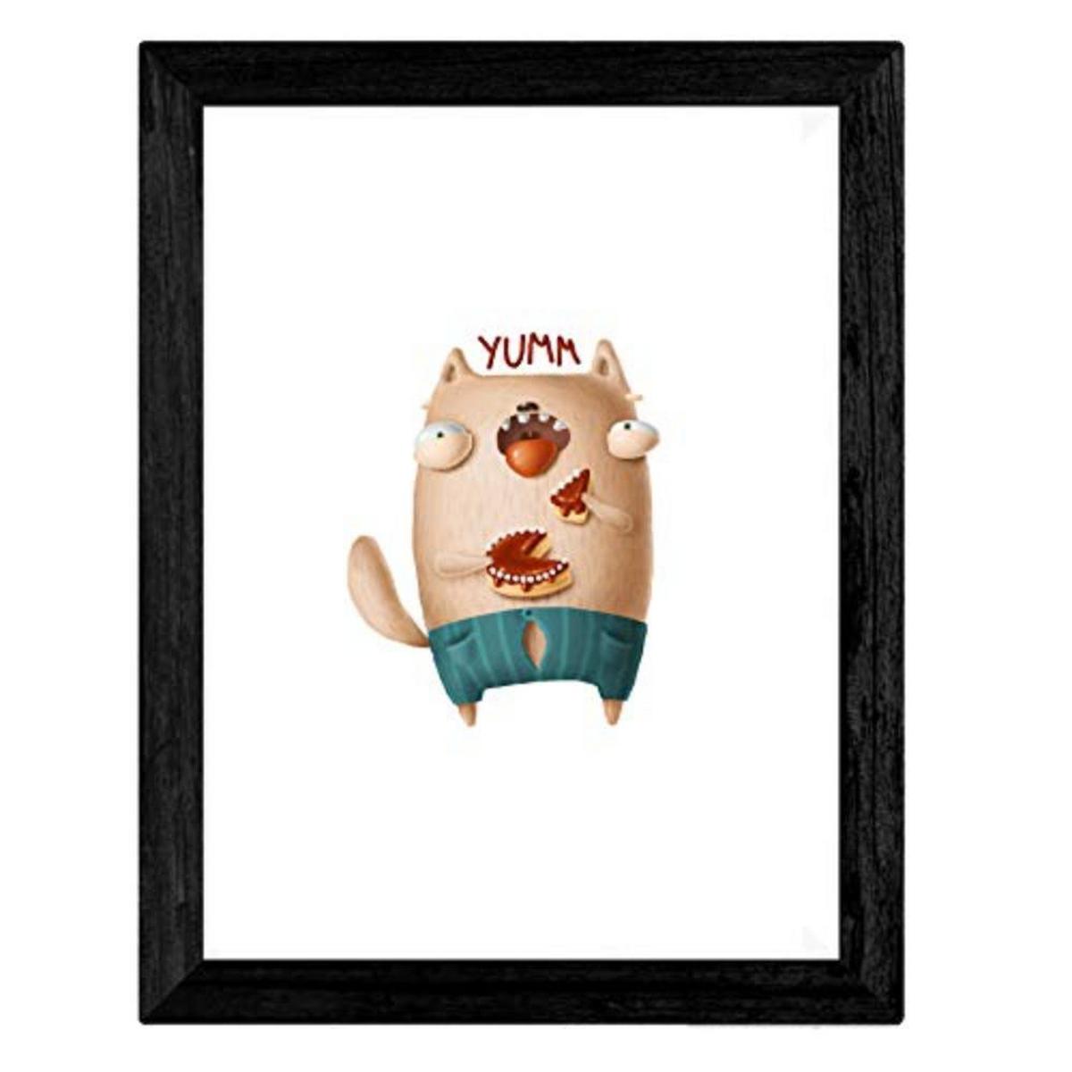 POSTER Set mit 4 Lustige Katzen A3 Schwarzer Rahmen - Schwarz, Papier (29.7/3cm) - Nacnic