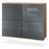 KOMMODE Rova Grau Hochglanz - Grau, Holzwerkstoff (92.5/73.5/35cm) - Vladon