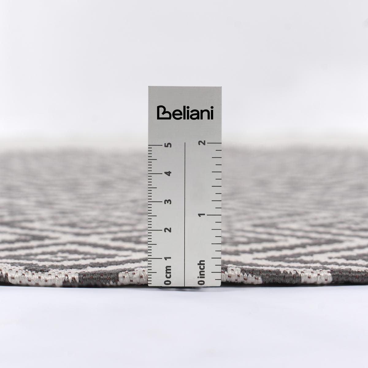 OUTDOORTEPPICH Grau 120 cm Thrissur - Dunkelgrau/Weiß, Kunststoff (120/120cm) - Beliani
