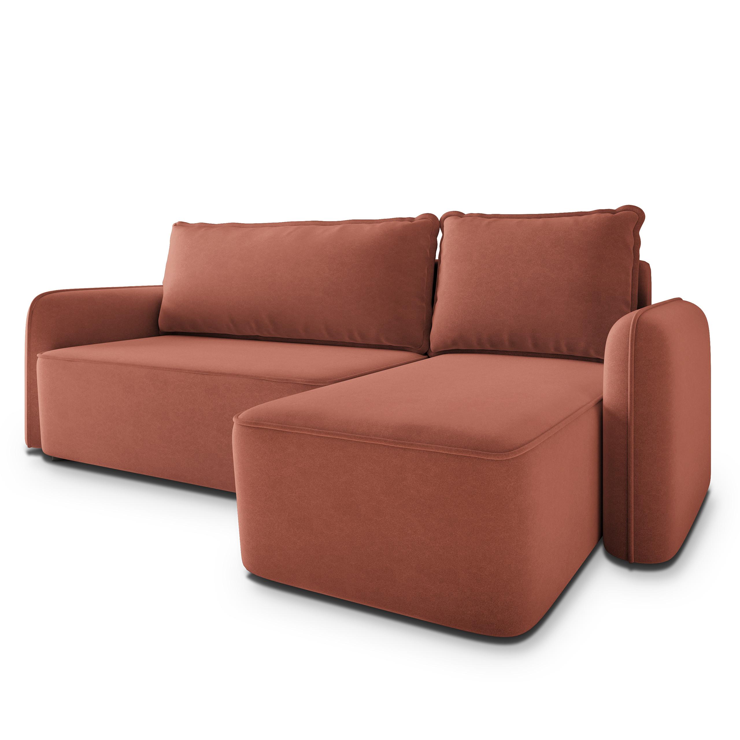 ECKSOFA DOLVER CL Koralle Samtstoff mit Schlaffunktion - Koralle, Holzwerkstoff/Textil (238/156cm) - MASSENO