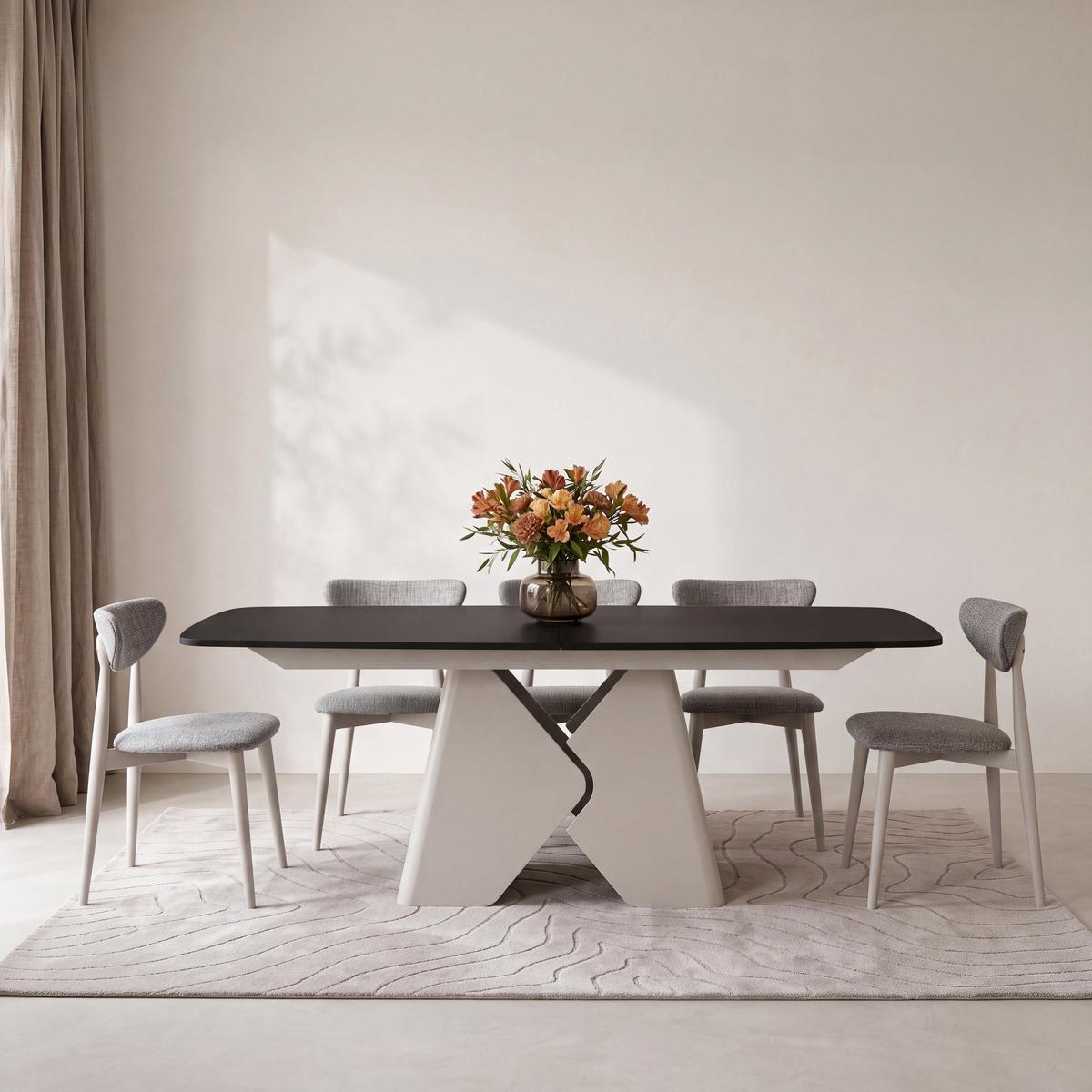 ESSTISCH Vanta rechteckig ausziehbar verlängerbar mit Metallgestell in Kaschmir Grau, Schwarz 200-290/90/76 cm - Schwarz, Holzwerkstoff/Metall (90/290/76cm) - WFL GROUP