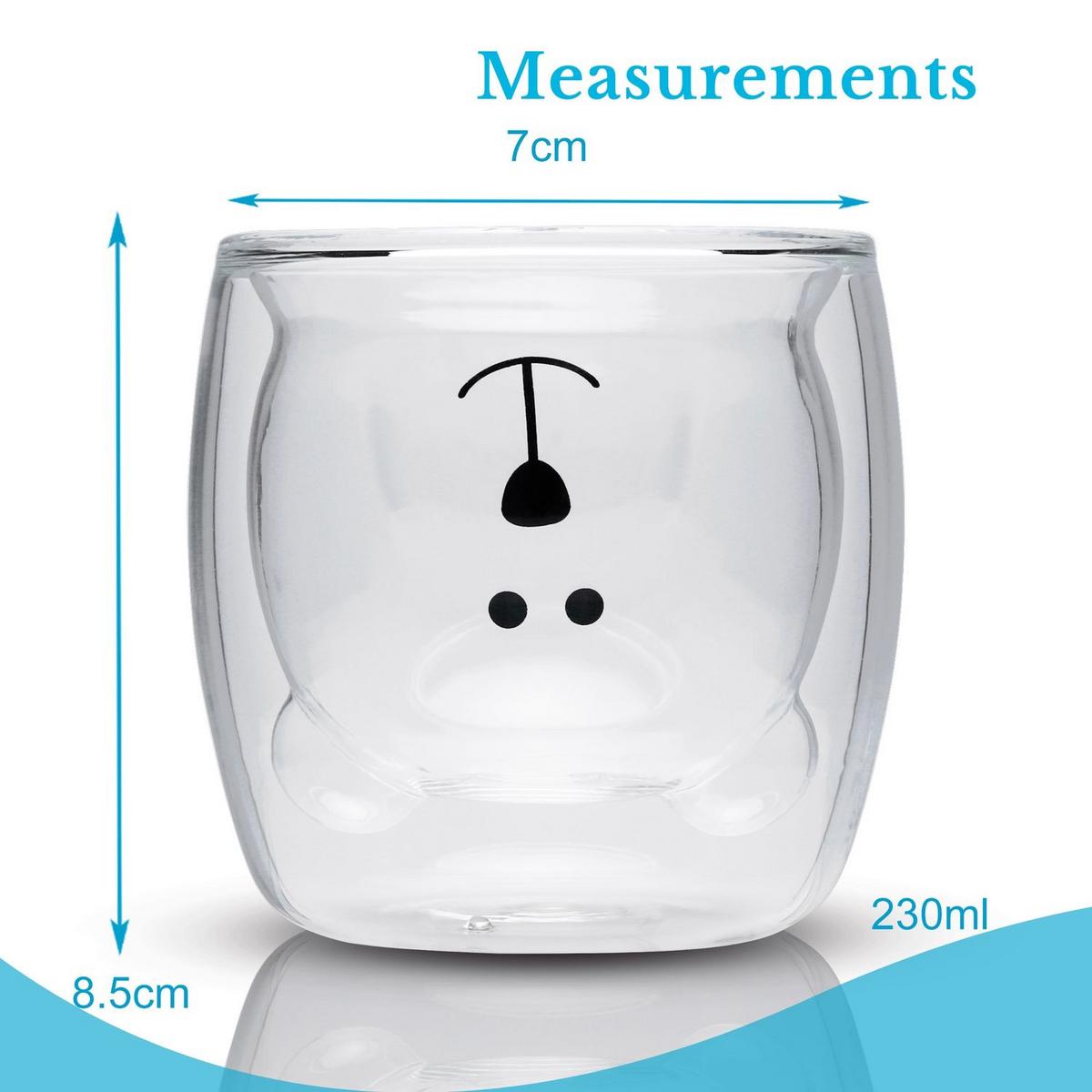 KAFFEEGLAS Bären Design 230 ml (4er-Set) - Transparent, Glas - Intirilife