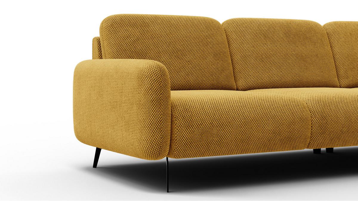 ECKSOFA FEBE 5-Sitzer rechts, dunkelgelb - Gelb/Schwarz, Holz/Textil (271/190cm) - Wozimo