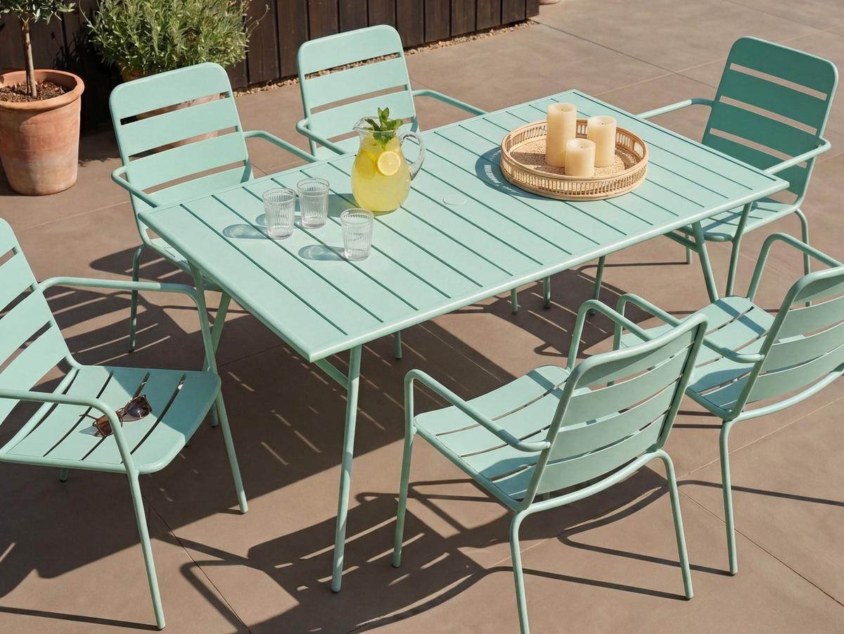 GARTENTISCH 160/90 cm Metall Mintgrün Terenzo - Mintgrün, Metall (160/90/74cm) - Beliani