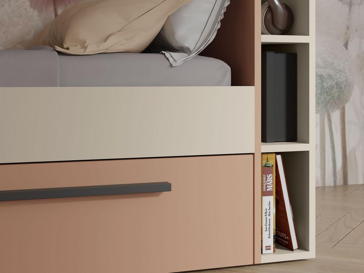 JUGENDBETT Lorin LO11 L / P - Kaschmir/Rosa, Holzwerkstoff (90/200cm) - MIRJAN24