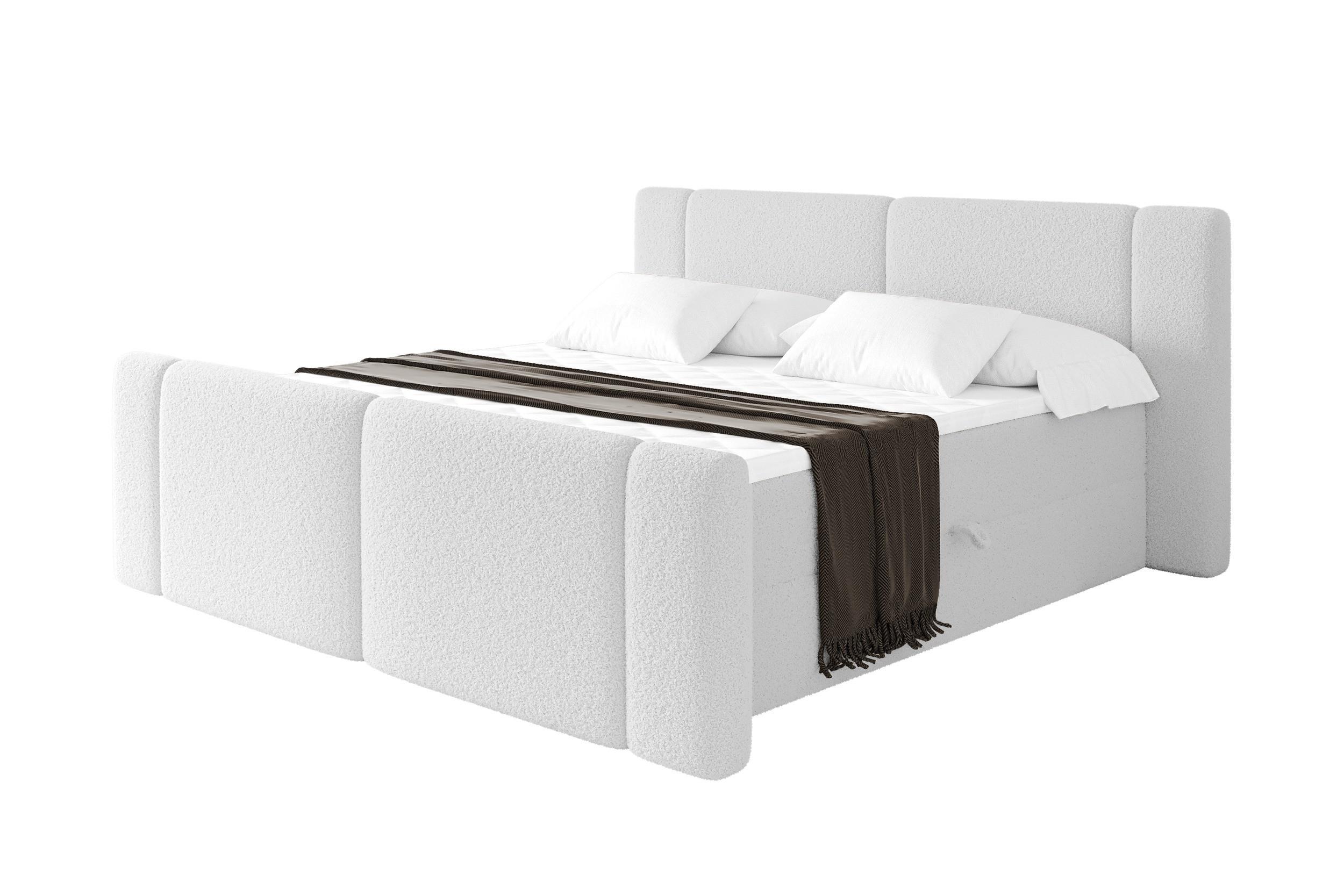 BOXBETT mit Matratze H3 - EVON Zanozek - 200x200 cm Weiß - Weiß, Holzwerkstoff (200/200cm) - ALTDECOR