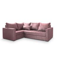ECKSOFA LIRENO L-S Rosa Plüsch-Stoff mit Schlaffunktion - Rosa/Grau, Holz/Kunststoff (220/153cm) - MASSENO