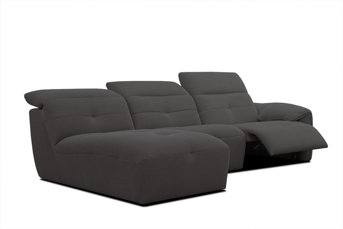 ECKSOFA TRENTO 4-Sitzer mit 1 Relaxfunktion, dunkelgrau - Dunkelgrau/Schwarz, Holzwerkstoff/Kunststoff (165/262cm) - Wozimo