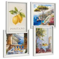 BILDER SET 4er Set - 50x50 cm & 40x60 cm Weißer Rahmen - Ansichten der Zitronenarchitektur von Positano - Weiß, Kunststoff (50/50cm) - TULUP