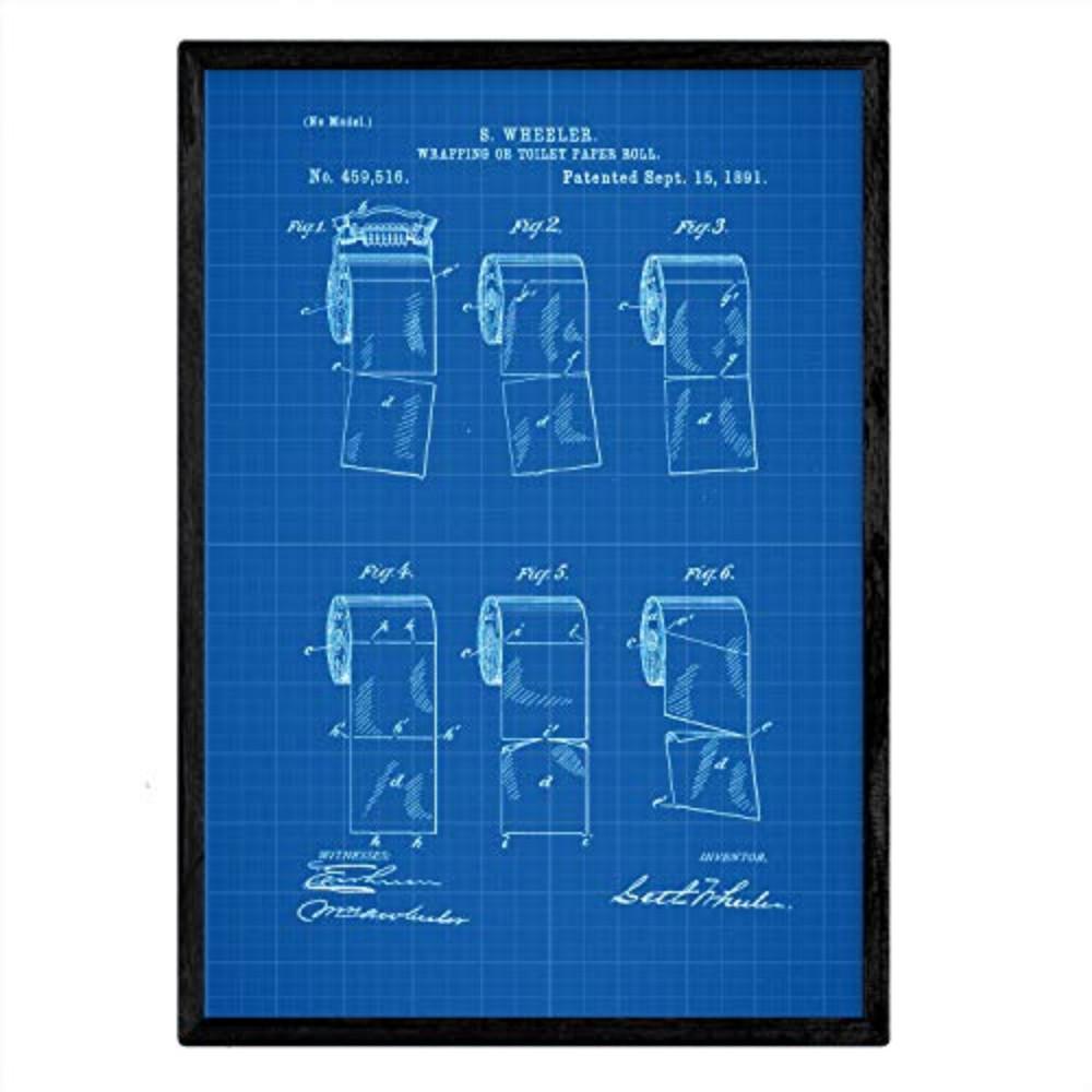 POSTER Toilettenpapier 2 Patent A3 Rahmenlos - Klar/Blau, Papier (29.7/5/42cm) - Nacnic
