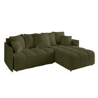 ECKSOFA Ottomane rechts LONLI-L 251x189x68 Olivgrün Bouclé - Olivgrün, Holzwerkstoff/Kunststoff (189/251cm) - ALTDECOR