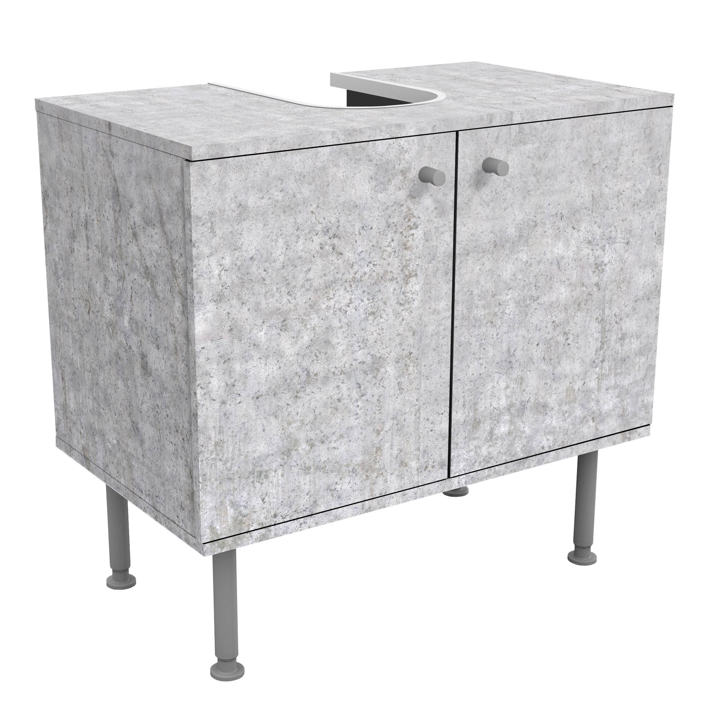 WASCHBECKENUNTERSCHRANK Beton Ciré Tapete 60/55/35 cm - Grau, Holzwerkstoff (60/55/35cm) - Bilderwelten