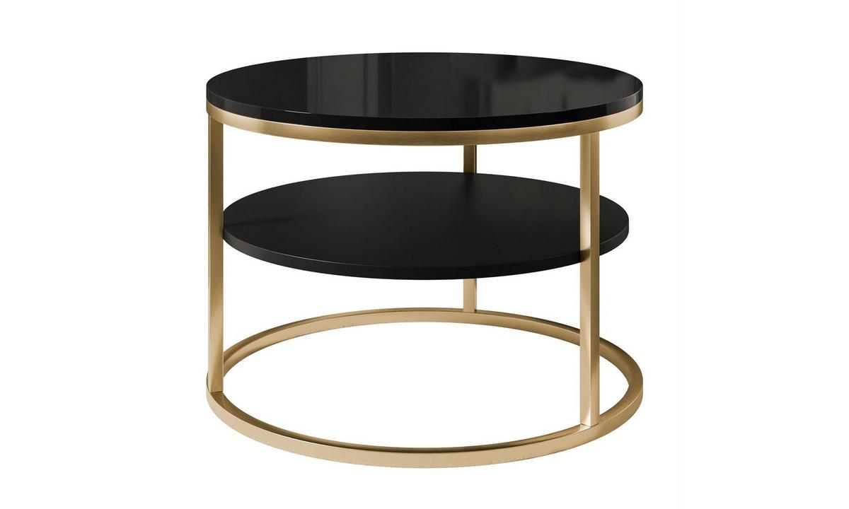 COUCHTISCH CIRI SLIM HOCHGLANZ Ø60/41 cm Gold gebürstet / Schwarz glänzend - Goldfarben/Schwarz, Holzwerkstoff/Metall (60/60/41cm) - Lookway
