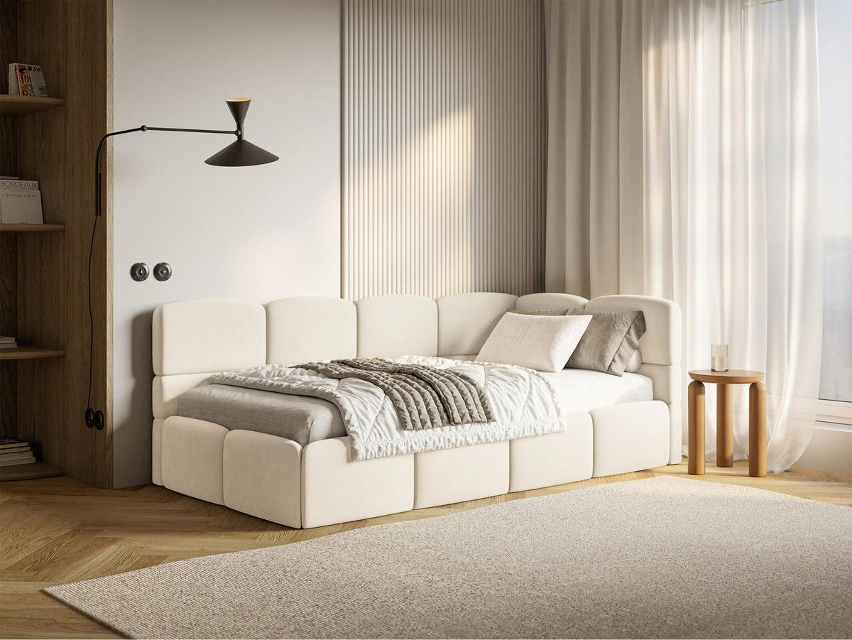 JUGENDBETT Cloudy Creme 120 x 200 cm - Creme/Schwarz, Kunststoff/Textil (120/200cm) - Selsey