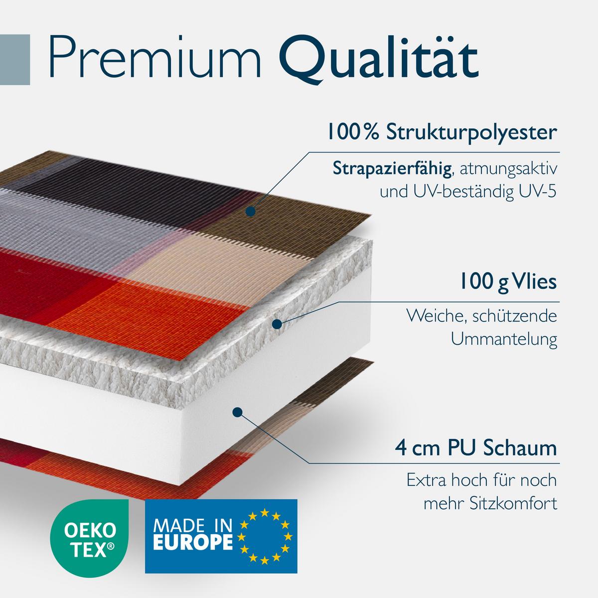 NIEDERLEHNER Sun-NL 105x50x8cm Orange-Beige-Kariert (4tlg) - Orange, Textil (50/100cm) - Beautissu 