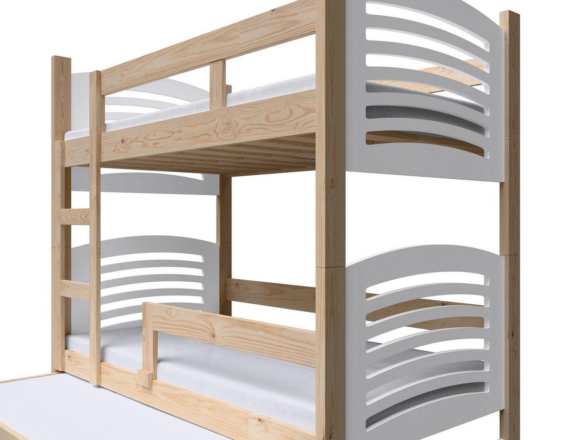ETAGENBETT OHANA mit Bettkasten 75x180 cm Kieferfarben - Weiß/Kieferfarben, Holz (75/180cm) - MASSENO